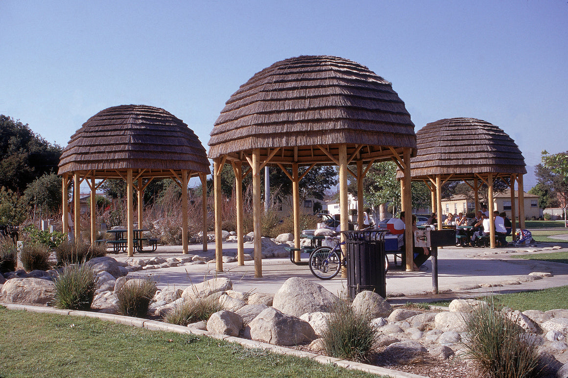 Rustic Octagon Gazebo with Dome Roof, Wood Pole Posts, 16-foot - SamsGazebos Made to Order