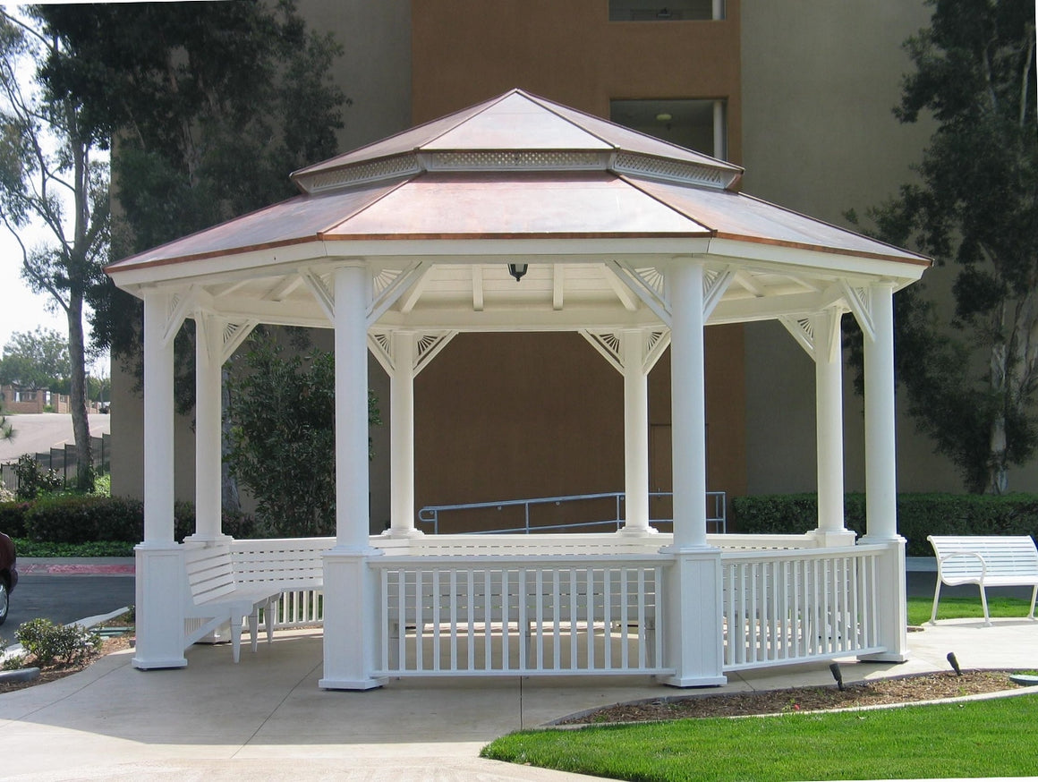 Octagonal Railing Octagon Gazebo with Cupola, Composite Shingle Roof, Two-Tiered Pagoda ...