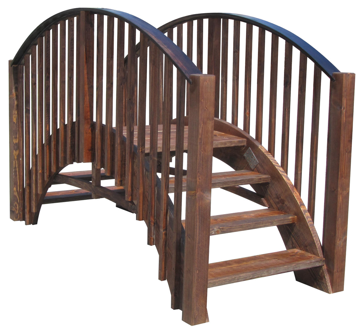 SamsGazebos 8-foot Japanese Imperial Wood Garden Stair Bridge, Brown, Treated - SamsGazebos Made to Order