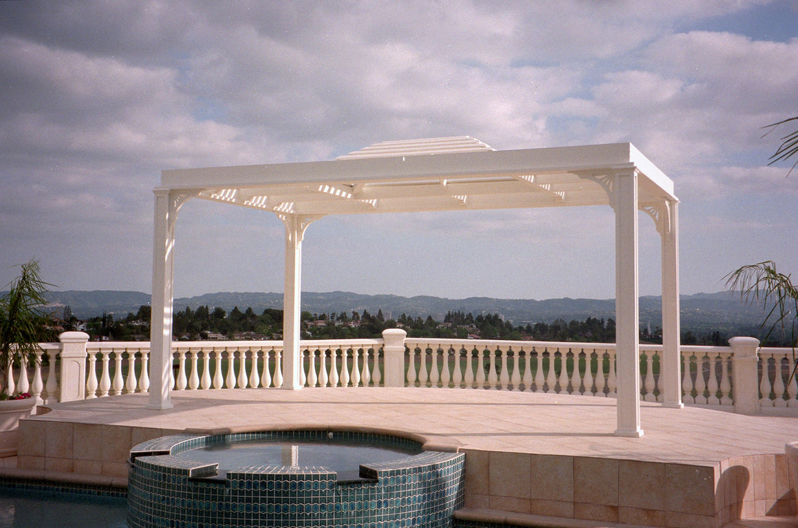 Pavilion Pergola Shade Structure with 1 x 3 Louver Roof - SamsGazebos Made to Order