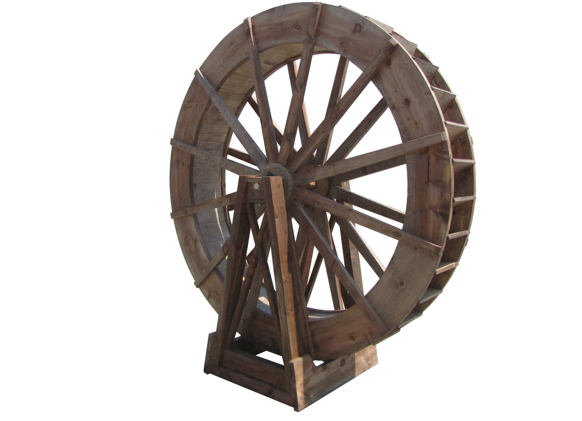 SamsGazebos 8-foot Craftsman Style Free-Standing Wood Water Wheel, Brown, Treated - SamsGazebos Made to Order