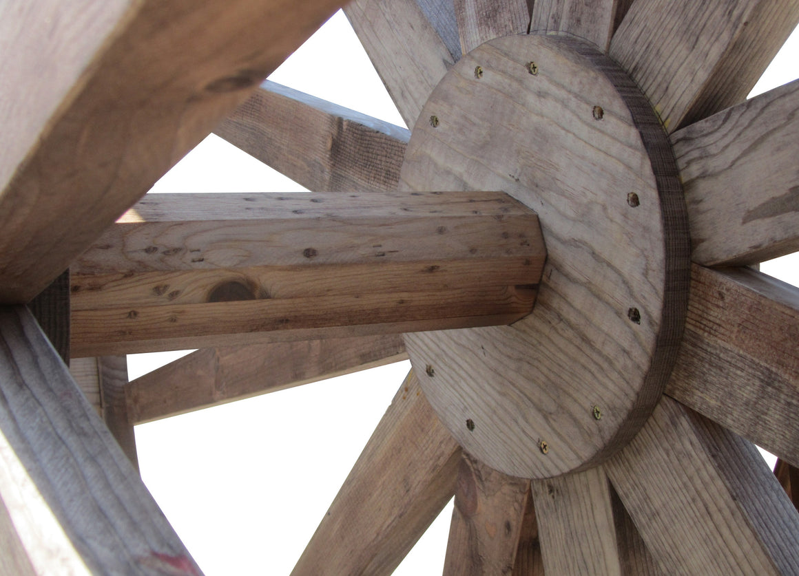 SamsGazebos 8-foot Craftsman Style Free-Standing Wood Water Wheel, Brown, Treated - SamsGazebos Made to Order