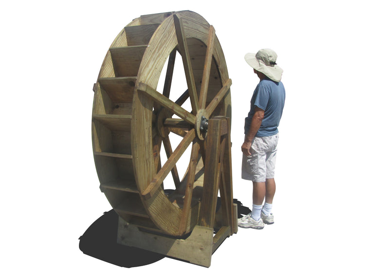 SamsGazebos 6-foot Craftsman Style Free-Standing Wood Water Wheel, Brown, Treated - SamsGazebos Made to Order