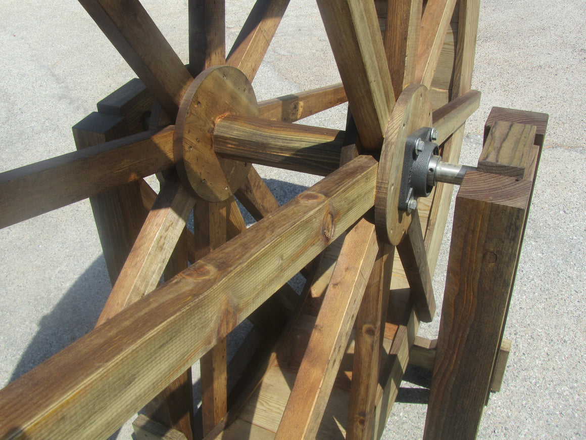 SamsGazebos 6-foot Craftsman Style Free-Standing Wood Water Wheel, Brown, Treated - SamsGazebos Made to Order
